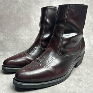 Laredo 62008 Mens 11 D Cherry Brown Leather Zipper Ankle Cowboy Boots Western